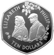 10 Dollars - Elizabeth II Queen Elizabeth and Prince Philip in outdoor clothing, Eastern Caribbean States, 2007 reverse image