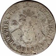 2 Reales, Ecuador, 1837-1838 reverse image
