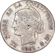2 Reales, Ecuador, 1862 reverse image