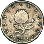 8 Reales Counterstamped, Ecuador, 1820-1821 reverse image
