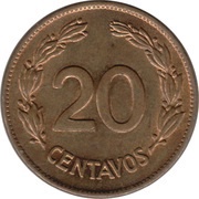 20 Centavos, Ecuador, 1942-1944 reverse image