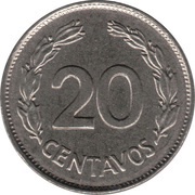 20 Centavos, Ecuador, 1959-1972 reverse image
