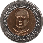 500 Sucres State Reform, Ecuador, 1995 reverse image