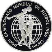 1000 Sucres 1986 FIFA World Cup, Ecuador, 1986 reverse image