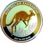 1 Dollar - Elizabeth II 4th Portrait - Australian Kangaroo - Proof Gilded, Australia, 2017 reverse image