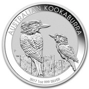 1 Dollar - Elizabeth II 4th Portrait - Kookaburra - Silver Proof - High Relief, Australia, 2017 reverse image