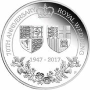 1 Dollar - Elizabeth II 4th Portrait - 70th Wedding Anniversary - Silver Proof, Australia, 2017 reverse image