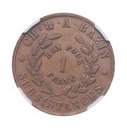 1 Franc C.H. and. A. Bazin reverse image
