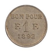 1 Franc - Société Coopérative du Canal de Suez reverse image