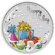 1 Dollar - Elizabeth II 4th Portrait - Happy Birthday; Silver, Australia, 2017-2018 reverse image