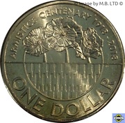 1 Dollar - Elizabeth II 4th Portrait - Armistice Centenary 1918 - 2018, Australia, 2018 reverse image