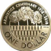 1 Dollar - Elizabeth II 4th Portrait - Armistice Centenary 1918-2018, Australia, 2018 reverse image