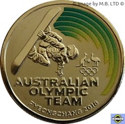1 Dollar - Elizabeth II 4th Portrait - Australian Olympic Team - Pyeongchang 2018, Australia, 2018 reverse image