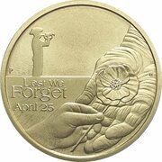 1 Dollar - Elizabeth II 4th Portrait - Lest We Forget - Poppy, Australia, 2018 reverse image