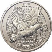 1 Dollar - Elizabeth II 4th Portrait - 100 Years Armistice - Peace Dove, Australia, 2018 reverse image
