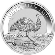 1 Dollar - Elizabeth II 4th Portrait - Australian Emu - Silver Bullion Coin, Australia, 2018 reverse image