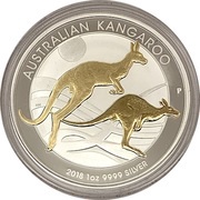 1 Dollar - Elizabeth II 4th Portrait - Australia Gilded Kangaroo, Australia, 2018 reverse image