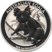 1 Dollar - Elizabeth II 4th Portrait - Koala - Silver Bullion Coin, Australia, 2018 reverse image