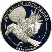 1 Dollar - Elizabeth II 4th Portrait - Kookaburra - Silver Proof - High Relief, Australia, 2018 reverse image