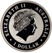 1 Dollar - Elizabeth II 4th Portrait - Australian Kookaburra Coloured obverse image