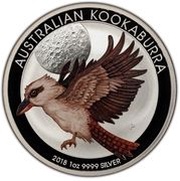 1 Dollar - Elizabeth II 4th Portrait - Australian Kookaburra Coloured, Australia, 2018 reverse image