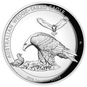 1 Dollar - Elizabeth II 4th Portrait - Australian Wedge-Tailed Eagle - Silver Bullion Coin - High Relief, Australia, 2018 reverse image