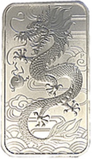 1 Dollar - Elizabeth II 4th Portrait - Chinese Dragon Bullion Bar, Australia, 2018 reverse image