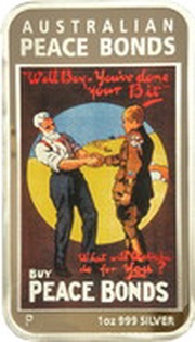 1 Dollar - Elizabeth II 4th Portrait -Posters of WW1 - Peace Bonds, Australia, 2018 reverse image