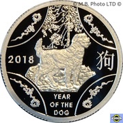 1 Dollar - Elizabeth II 4th Portrait - Year of the Dog - Silver Proof, Australia, 2018 reverse image