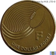 1 Dollar - Elizabeth II 4th Portrait - The Great Aussie Coin Hunt - Letter F, Australia, 2019 reverse image