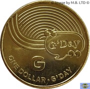 1 Dollar - Elizabeth II 4th Portrait - The Great Aussie Coin Hunt - Letter G, Australia, 2019 reverse image