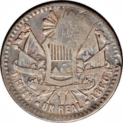 1 Real Type IV Countermark, El Salvador, 1862-1863 reverse image