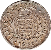 2 Reales Type II Countermark, El Salvador, 1834-1835 reverse image