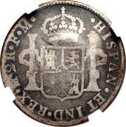 2 Reales Type V Countermark, El Salvador, 1868 reverse image
