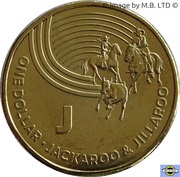 1 Dollar - Elizabeth II 4th Portrait - The Great Aussie Coin Hunt - Letter J, Australia, 2019 reverse image