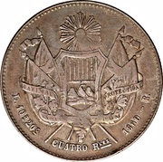 4 Reales Type IV Countermark, El Salvador, 1862-1863 reverse image