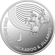 1 Dollar - Elizabeth II 4th Portrait - The Great Aussie Coin Hunt - Letter J - Silver Proof, Australia, 2019 reverse image