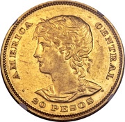 20 Pesos, El Salvador, 1892 reverse image