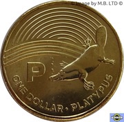 1 Dollar - Elizabeth II 4th Portrait - The Great Aussie Coin Hunt - Letter P, Australia, 2019 reverse image