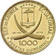 1000 Pesetas Guineanas 1970 World Cup obverse image