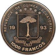 1000 Francos CFA Styracosaurus obverse image