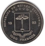 1000 Francos CFA Stegosaurus obverse image