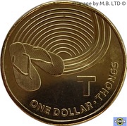 1 Dollar - Elizabeth II 4th Portrait - The Great Aussie Coin Hunt - Letter T, Australia, 2019 reverse image