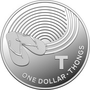 1 Dollar - Elizabeth II 4th Portrait - The Great Aussie Coin Hunt - Letter T - Silver Proof, Australia, 2019 reverse image