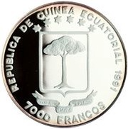 7000 Francos CFA President Nguema obverse image