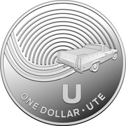 1 Dollar - Elizabeth II 4th Portrait - The Great Aussie Coin Hunt - Letter U - Silver Proof, Australia, 2019 reverse image