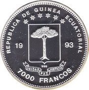 7000 Francos CFA Stegosaurus obverse image