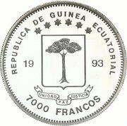 7000 Francos CFA Rhinoceros obverse image