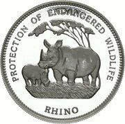 7000 Francos CFA Rhinoceros, Equatorial Guinea, 1993 reverse image