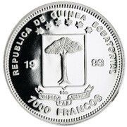 7000 Francos CFA Diplodocus obverse image